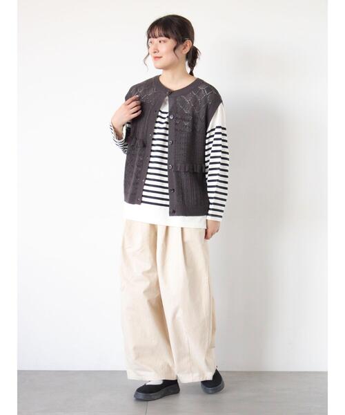 Samansa Mos2（サマンサ モスモス）の「【M/Lサイズ】タックワイドパンツ（その他パンツ・レディース・ベージュ/チャコールグレー/カーキ・L/M）」の16枚目の写真