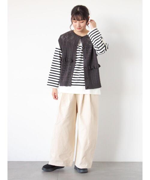 Samansa Mos2（サマンサ モスモス）の「【M/Lサイズ】タックワイドパンツ（その他パンツ・レディース・ベージュ/チャコールグレー/カーキ・L/M）」の17枚目の写真