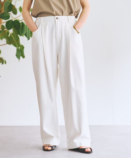 BEARDSLEY（ビアズリー）の「フルカワコラボ ルーズタックデニム（デニムパンツ・レディース・ホワイト/インディゴブルー・1/2）」の5枚目の写真