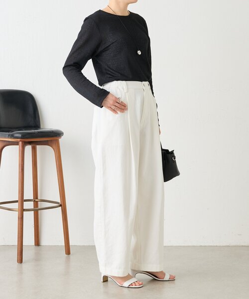 BEARDSLEY（ビアズリー）の「フルカワコラボ ルーズタックデニム（デニムパンツ・レディース・ホワイト/インディゴブルー・1/2）」の18枚目の写真