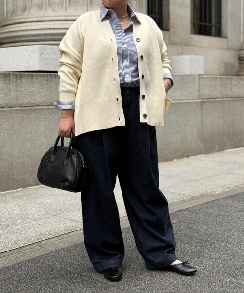 BEARDSLEY（ビアズリー）の「フルカワコラボ ルーズタックデニム（デニムパンツ・レディース・ホワイト/インディゴブルー・1/2）」の20枚目の写真