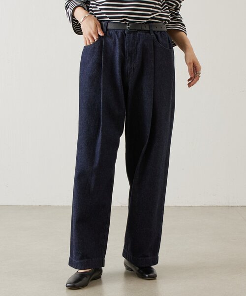 BEARDSLEY（ビアズリー）の「フルカワコラボ ルーズタックデニム（デニムパンツ・レディース・ホワイト/インディゴブルー・1/2）」の22枚目の写真