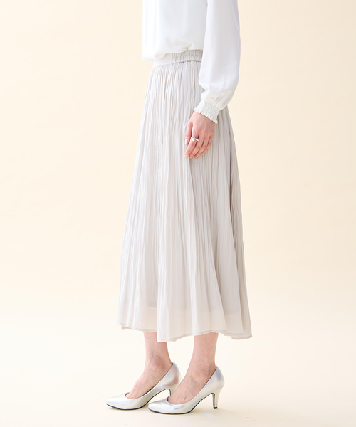 A/C DESIGN BY ALPHA CUBIC(エーシーデザインバイアルファキュービック)の「プリーツスカート【ウエストゴム】(スカート・レディース・ベージュ/ネイビー・M/L)」の3枚目の写真