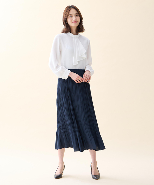 A/C DESIGN BY ALPHA CUBIC(エーシーデザインバイアルファキュービック)の「プリーツスカート【ウエストゴム】(スカート・レディース・ベージュ/ネイビー・M/L)」の7枚目の写真