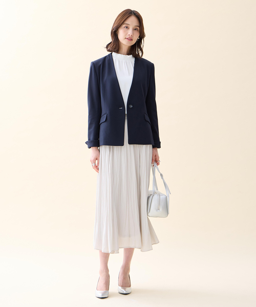 A/C DESIGN BY ALPHA CUBIC(エーシーデザインバイアルファキュービック)の「プリーツスカート【ウエストゴム】(スカート・レディース・ベージュ/ネイビー・M/L)」の8枚目の写真