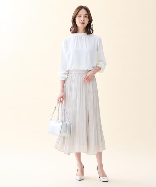 A/C DESIGN BY ALPHA CUBIC(エーシーデザインバイアルファキュービック)の「プリーツスカート【ウエストゴム】(スカート・レディース・ベージュ/ネイビー・M/L)」の10枚目の写真