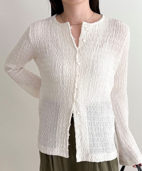 fredy emue（フレディエミュ）の「シャーリングカットブラウス（Tシャツ/カットソー・レディース・イエロー/ブラック/オフホワイト・38）」の4枚目の写真