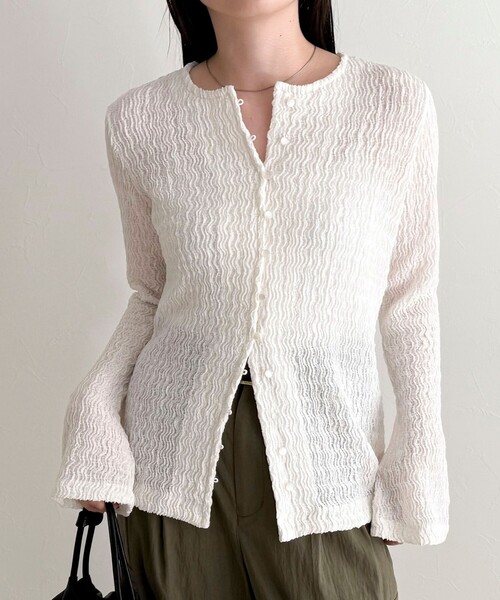 fredy emue（フレディエミュ）の「シャーリングカットブラウス（Tシャツ/カットソー・レディース・イエロー/ブラック/オフホワイト・38）」の5枚目の写真