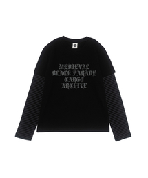 ストライプレイヤード長袖Tシャツ(ブラック/チャコール)