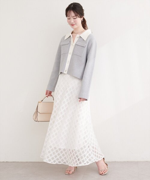 natural couture（ナチュラルクチュール）の「シアーチェックバイヤススカート（スカート・レディース・ブラック/ライトグレー/オフホワイト・FREE）」の22枚目の写真