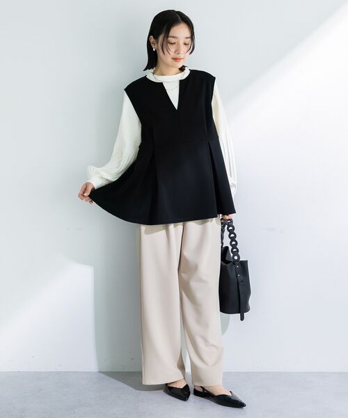 Green　Parks（グリーンパークス）の「楽ちんリップルワイドパンツ（その他パンツ・レディース・パープル/ブラック/ライトベージュ・FREE）」の11枚目の写真