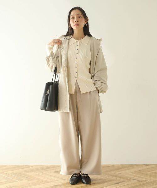 Green　Parks（グリーンパークス）の「楽ちんリップルワイドパンツ（その他パンツ・レディース・パープル/ブラック/ライトベージュ・FREE）」の8枚目の写真