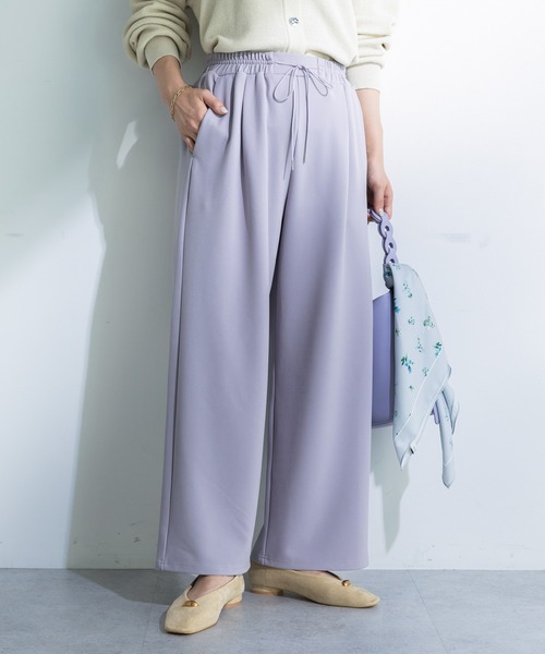 Green　Parks（グリーンパークス）の「楽ちんリップルワイドパンツ（その他パンツ・レディース・パープル/ブラック/ライトベージュ・FREE）」の3枚目の写真