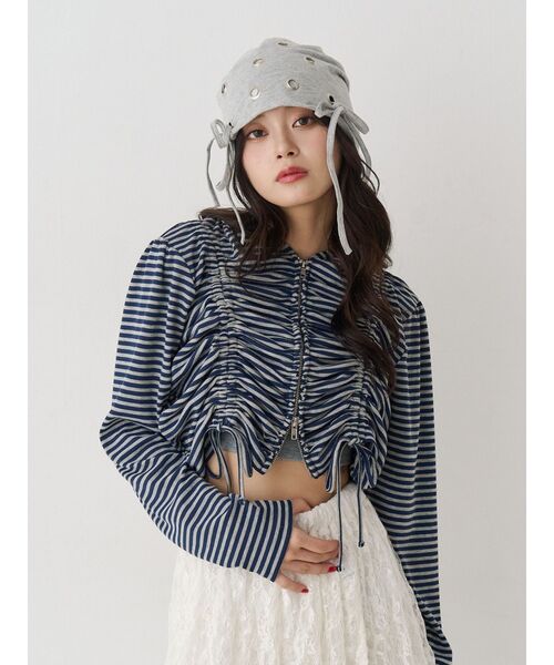 jouetie（ジュエティ）の「ギャザージップフーディ/パーカー【セットアップ対応】（パーカー・レディース・オフホワイト/ネイビー/ブラック・MEDIUM）」の10枚目の写真