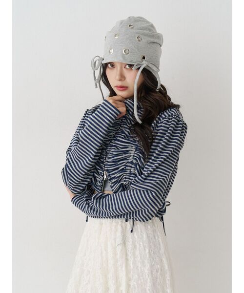 jouetie（ジュエティ）の「ギャザージップフーディ/パーカー【セットアップ対応】（パーカー・レディース・オフホワイト/ネイビー/ブラック・MEDIUM）」の12枚目の写真