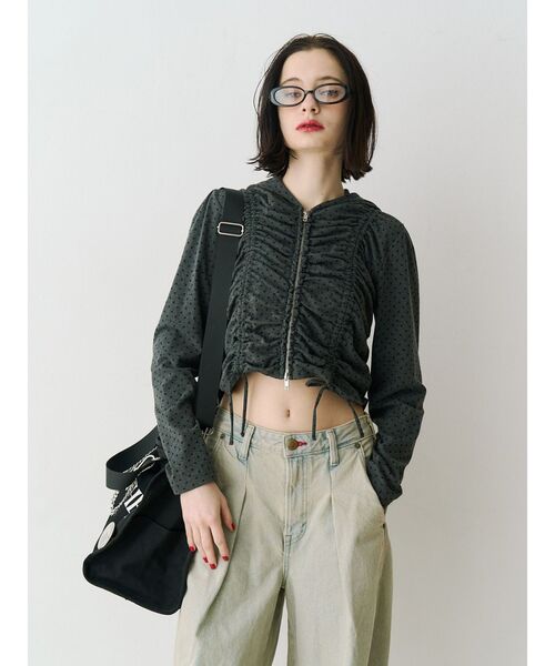 jouetie（ジュエティ）の「ギャザージップフーディ/パーカー【セットアップ対応】（パーカー・レディース・オフホワイト/ネイビー/ブラック・MEDIUM）」の17枚目の写真