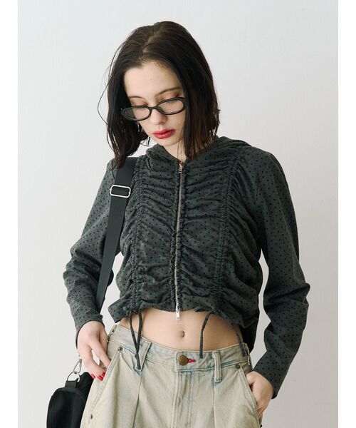 jouetie（ジュエティ）の「ギャザージップフーディ/パーカー【セットアップ対応】（パーカー・レディース・オフホワイト/ネイビー/ブラック・MEDIUM）」の16枚目の写真