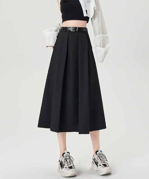 ReRe(リリ)の「プリーツ×ミディ丈スカート(スカート・レディース・ブラウン/グレー/ブラック・SMALL/MEDIUM/LARGE/X-LARGE)」の2枚目の写真