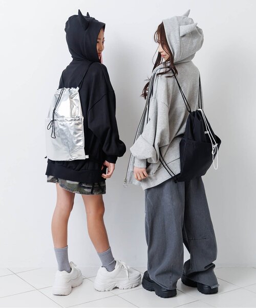 algy（アルジー）の「ドロストポケットナップサック（バックパック/リュック・キッズ・シルバー/サックスブルー/ブラック・FREE）」の5枚目の写真