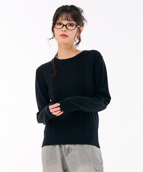 CHASECULT(チェイスカルト)の「レディースクルーネックスウェット-FARG5262B03(ニット/セーター・レディース・ブラック・90/85)」の2枚目の写真
