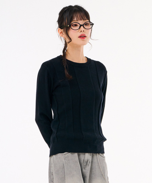 CHASECULT(チェイスカルト)の「レディースクルーネックスウェット-FARG5262B03(ニット/セーター・レディース・ブラック・90/85)」の3枚目の写真
