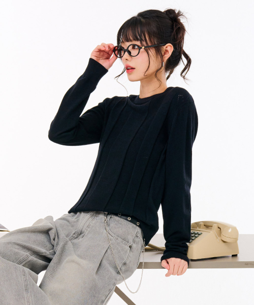 CHASECULT(チェイスカルト)の「レディースクルーネックスウェット-FARG5262B03(ニット/セーター・レディース・ブラック・90/85)」の4枚目の写真