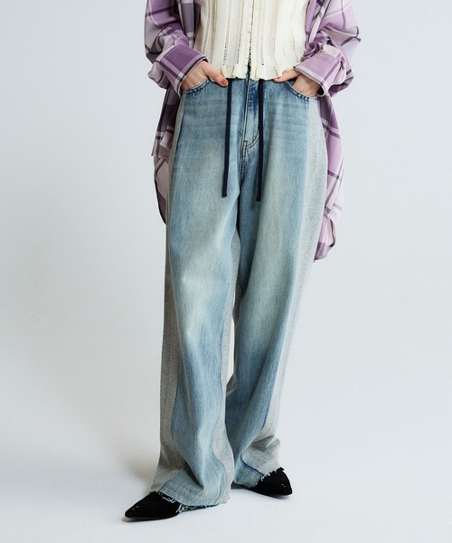 JEANASIS（ジーナシス）の「スウェットコンビデニムパンツ/645263（デニムパンツ・レディース・ホワイト系その他/ブラック系その他/ブルー系その他・FREE）」の3枚目の写真