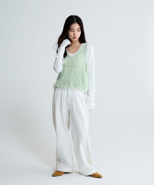 JEANASIS（ジーナシス）の「スウェットコンビデニムパンツ/645263（デニムパンツ・レディース・ホワイト系その他/ブラック系その他/ブルー系その他・FREE）」の4枚目の写真