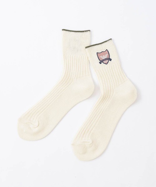 EMPORIO ARMANI（エンポリオアルマーニ）の「EMPORIO ARMANI クラブワッペン ラメソックス 03447106（ソックス/靴下・レディース・オフホワイト/ダークグリーン/ブルー系その他/ネイビー・23-25cm）」の2枚目の写真