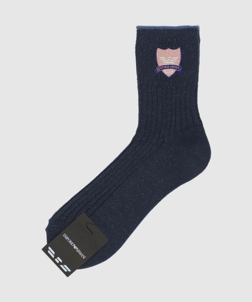 EMPORIO ARMANI（エンポリオアルマーニ）の「EMPORIO ARMANI クラブワッペン ラメソックス 03447106（ソックス/靴下・レディース・オフホワイト/ダークグリーン/ブルー系その他/ネイビー・23-25cm）」の9枚目の写真