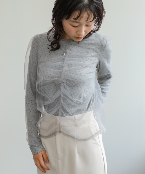 Bab(バブ)の「【ドット/小花柄】チュールレイヤードトップス(Tシャツ/カットソー・レディース・B/D/C/A・M)」の17枚目の写真