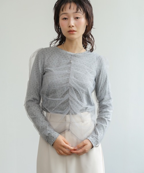 Bab(バブ)の「【ドット/小花柄】チュールレイヤードトップス(Tシャツ/カットソー・レディース・B/D/C/A・M)」の22枚目の写真