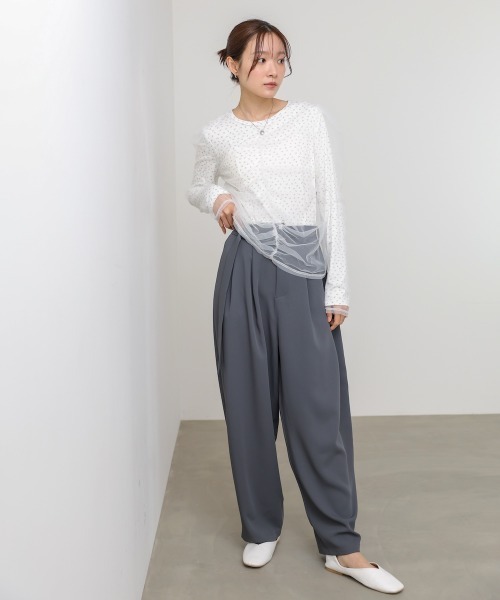 Bab(バブ)の「【ドット/小花柄】チュールレイヤードトップス(Tシャツ/カットソー・レディース・B/D/C/A・M)」の5枚目の写真