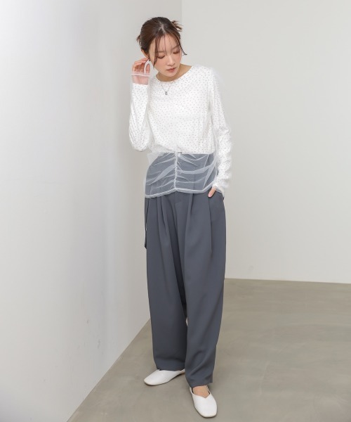 Bab(バブ)の「【ドット/小花柄】チュールレイヤードトップス(Tシャツ/カットソー・レディース・B/D/C/A・M)」の6枚目の写真