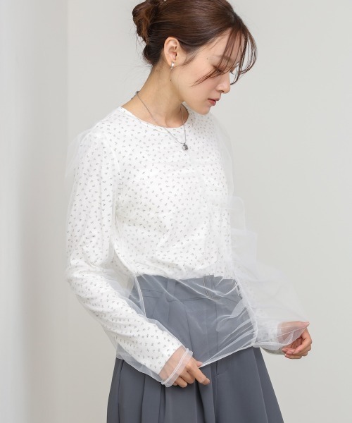 Bab(バブ)の「【ドット/小花柄】チュールレイヤードトップス(Tシャツ/カットソー・レディース・B/D/C/A・M)」の8枚目の写真