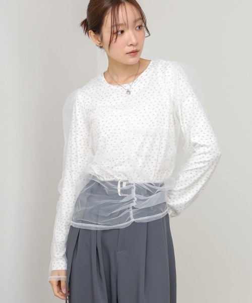 Bab(バブ)の「【ドット/小花柄】チュールレイヤードトップス(Tシャツ/カットソー・レディース・B/D/C/A・M)」の9枚目の写真