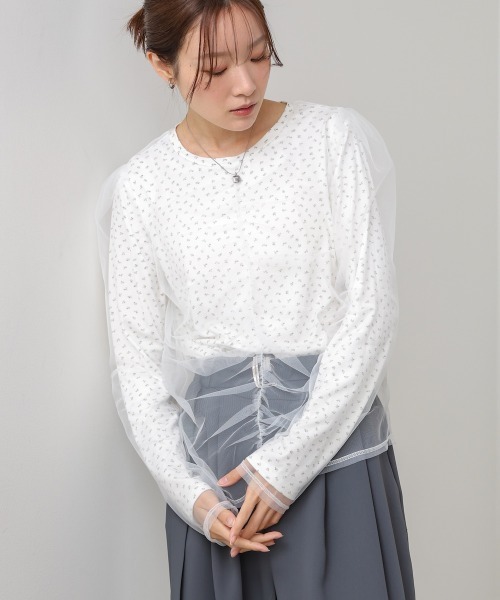 Bab(バブ)の「【ドット/小花柄】チュールレイヤードトップス(Tシャツ/カットソー・レディース・B/D/C/A・M)」の10枚目の写真