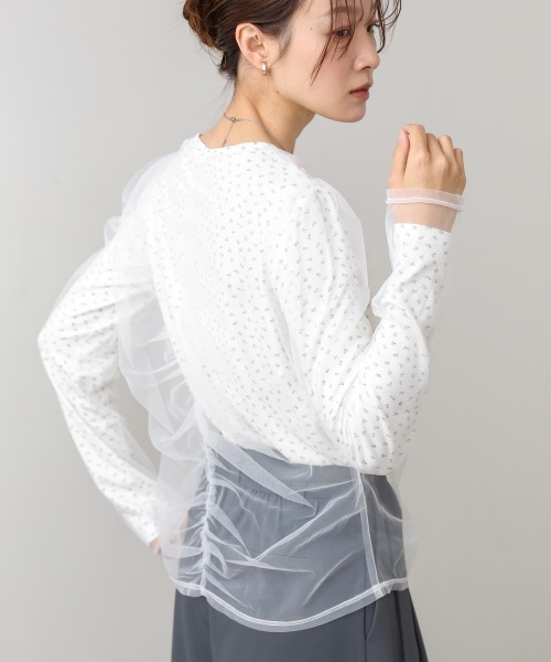 Bab(バブ)の「【ドット/小花柄】チュールレイヤードトップス(Tシャツ/カットソー・レディース・B/D/C/A・M)」の11枚目の写真