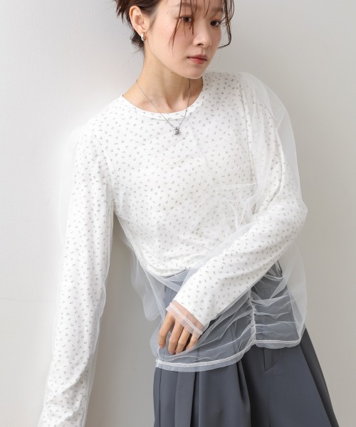 Bab(バブ)の「【ドット/小花柄】チュールレイヤードトップス(Tシャツ/カットソー・レディース・B/D/C/A・M)」の12枚目の写真