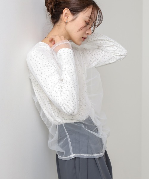 Bab(バブ)の「【ドット/小花柄】チュールレイヤードトップス(Tシャツ/カットソー・レディース・B/D/C/A・M)」の13枚目の写真
