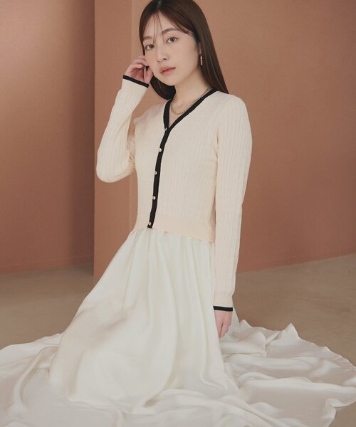 natural couture(ナチュラルクチュール)の「ニットドッキングサテンワンピース(ワンピース・レディース・ピンク/オフホワイト/ブラック/サックスブルー・FREE)」の5枚目の写真