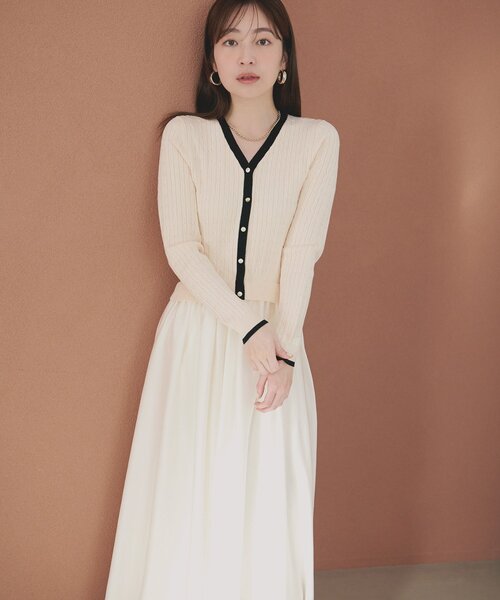 natural couture(ナチュラルクチュール)の「ニットドッキングサテンワンピース(ワンピース・レディース・ピンク/オフホワイト/ブラック/サックスブルー・FREE)」の9枚目の写真