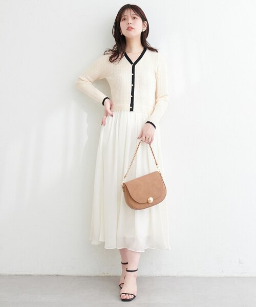 natural couture(ナチュラルクチュール)の「ニットドッキングサテンワンピース(ワンピース・レディース・ピンク/オフホワイト/ブラック/サックスブルー・FREE)」の18枚目の写真