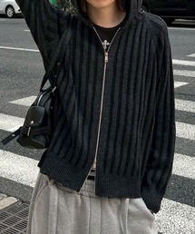 Chikashitsu + | 【Chikashitsu +】next wool knit zip hoodie / 【チカシツプラス】ウールニットジップパーカー <着用動画あり>(パーカー)