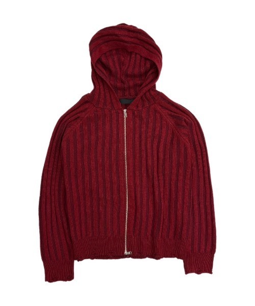 Chikashitsu +（チカシツプラス）の「【Chikashitsu +】next wool knit zip hoodie / 【チカシツプラス】ウールニットジップパーカー ＜着用動画あり＞（パーカー・メンズ・ブラック/ワイン・ONE SIZE）」の21枚目の写真