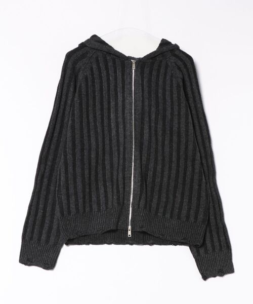 Chikashitsu +（チカシツプラス）の「【Chikashitsu +】next wool knit zip hoodie / 【チカシツプラス】ウールニットジップパーカー ＜着用動画あり＞（パーカー・メンズ・ブラック/ワイン・ONE SIZE）」の20枚目の写真