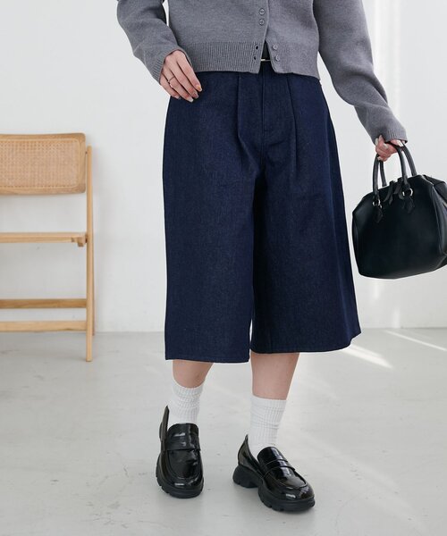 DISCOAT(ディスコート)の「【Enlude】タックデニムショートパンツ《ユニセックス》(デニムパンツ・レディース・ネイビー・LARGE/MEDIUM/SMALL)」の14枚目の写真