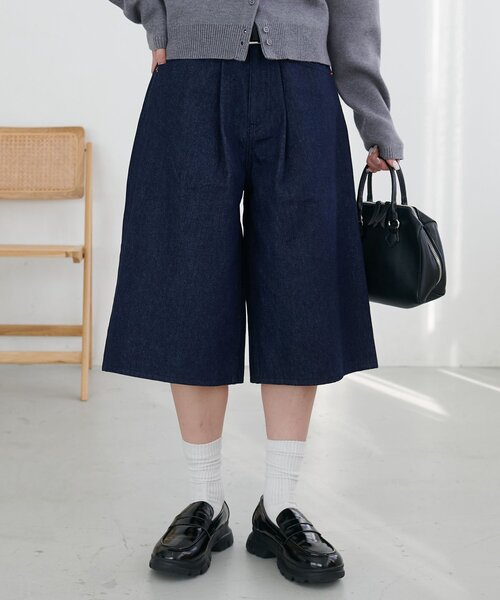 DISCOAT(ディスコート)の「【Enlude】タックデニムショートパンツ《ユニセックス》(デニムパンツ・レディース・ネイビー・LARGE/MEDIUM/SMALL)」の15枚目の写真