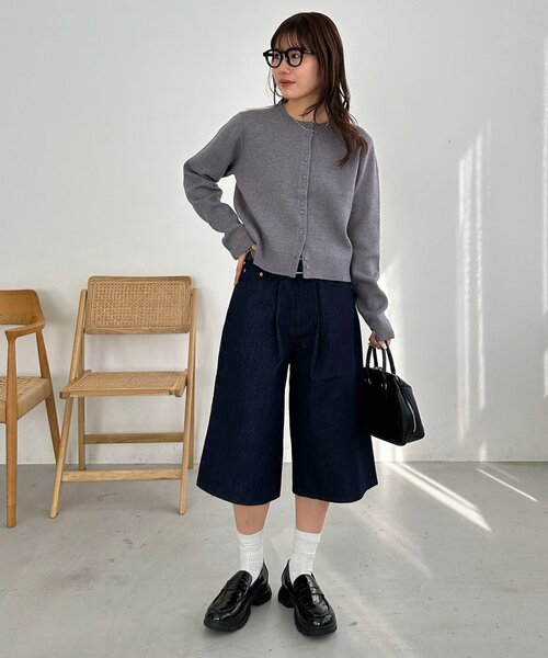 DISCOAT(ディスコート)の「【Enlude】タックデニムショートパンツ《ユニセックス》(デニムパンツ・レディース・ネイビー・LARGE/MEDIUM/SMALL)」の6枚目の写真