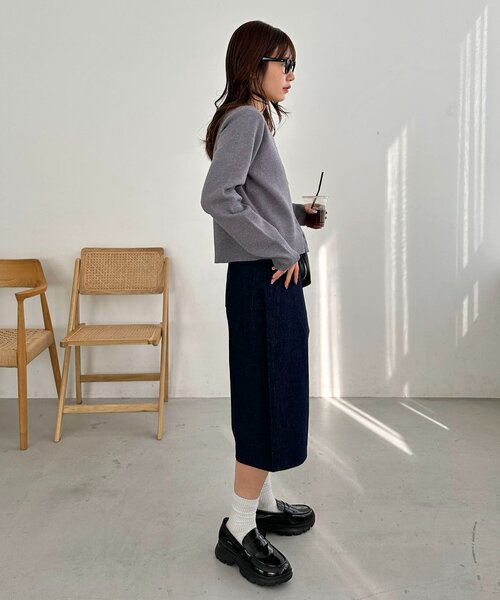 DISCOAT(ディスコート)の「【Enlude】タックデニムショートパンツ《ユニセックス》(デニムパンツ・レディース・ネイビー・LARGE/MEDIUM/SMALL)」の7枚目の写真